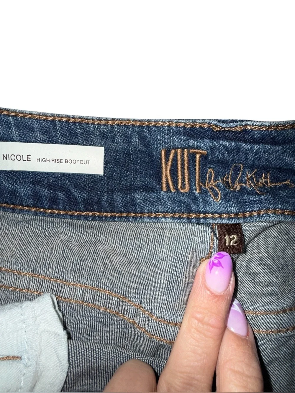 KUT FROM THE KLOTH Nicole High-Rise Bootcut- Women’s Jeans 12 Watsonia Blue